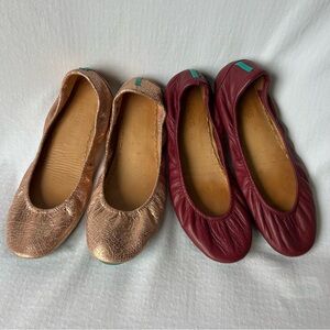 Tieks Rose Gold and Red Ballet Flats BUNDLE